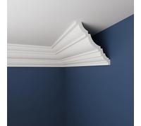 Ceiling Coving Cornice, Extruded Polystyrene WW04, 10m (5 x 2m Lengths) | 16 x 16 cm Profile, Covers Medium Rooms, Paintable White, Lightweight, Glue-Only Fitting, Moisture Resistant