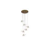 ceiling Crystal Chandelier Spiral Crystal Staircase Chandelier Butterfly Cluster Pendant Light Long High Adjustable Hanging Ceiling Light Fixture for for Kitchen Island Stairway Dining Room(Colo