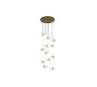 ceiling Crystal Chandelier Spiral Crystal Staircase Chandelier Butterfly Cluster Pendant Light Long High Adjustable Hanging Ceiling Light Fixture for for Kitchen Island Stairway Dining Room(Colo