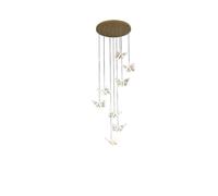 ceiling Crystal Chandelier Spiral Crystal Staircase Chandelier Butterfly Cluster Pendant Light Long High Adjustable Hanging Ceiling Light Fixture for for Kitchen Island Stairway Dining Room(Colo
