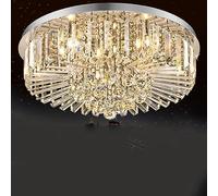 ceiling Crystal LED Flush Mount Fixture 18 INCH Kitchen Large Raindrop Chandelier Luxury Round Dimmable Ceiling Light for Bedroom Living Dining Room Bathroom, Chrome