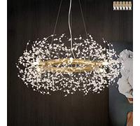 ceiling Crystal Silver Dandelion 9 Light Fireworks Chandelier for Living Dining Room Kitchen Island G9 Included