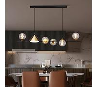 ceiling Cube Dimmable LED Pendant Light Fixture for Dining Room Office Livingroom Contemporary Geometric Chandelier with 6 Lights in Black and White 80x42x70cm)