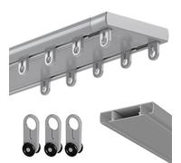 Ceiling Curtain Double Track Set, Double Curtain Track Ceiling Mounted, Ultra-thin Invisible Room Divider, Heavy-Duty Curtains Rails Ceiling Curtains Rod for Living Bedroom(Gray,210cm(6.9ft))