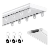Ceiling Curtain Double Track Set, Double Curtain Track Ceiling Mounted, Ultra-thin Invisible Room Divider, Heavy-Duty Curtains Rails Ceiling Curtains Rod for Living Bedroom(White,250cm(8.2ft))