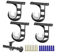 Ceiling Curtain Rod Bracket Heavy Duty Ceiling Mount Curtain Rod Ceiling Curtain Rods Hooks Hangers Curtain Rod Holders Fitting for 1 to 1.2 Inch Drapery Rods, 4 Pack