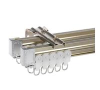 Ceiling Curtain Rods | Wall Mount Flexible Double Curtain Track 70cm-700cm | Bendable Sliding Rail Set | Bay Window Curtains Pole For L-shaped Windows(Champagne,75cm/2.4ft)