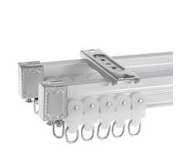 Ceiling Curtain Rods | Wall Mount Flexible Double Curtain Track 70cm-700cm | Bendable Sliding Rail Set | Bay Window Curtains Pole For L-shaped Windows(White,70cm/2.2ft)