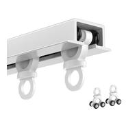 Ceiling Curtain Track,Adjustable Ceiling-Mounted Curtain Track - 30 to 120 Inch, Concealed Single Rail for Living Room, Balcony & Room Divider, Easy Install, White Finish, L 215 in