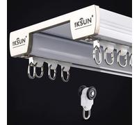 Ceiling Curtain Track Aluminium Curtain Conjoined Double Track Curtain Double Rails for Curtains, Drapes, Room Dividers Ceiling Mount Double Curtain Tracks System-Sliding Curtain Rail(3.0m/9.8ft)