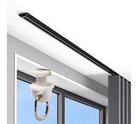 Ceiling Curtain Track,Aluminium Curtain Track with Silent Pulleys - Ceiling Mounted Room Divider for Homes, Caravans & Hospitals, No Drill Curtain Rod Holders, Easy Installation, Black
