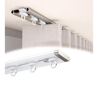 Ceiling Curtain Track Aluminum 1Layer Curtain Rod Easy Installation HeavyDuty Room Divider for Living Room & Bedroom 2.4M/7.8FT White