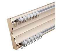 Ceiling Curtain Track, Aluminum Curtain Rails Nano Silence Track, Siamese 2 Track for Office Living Room Home Bathroom Room Divider(Gold,280cm/9.2ft)
