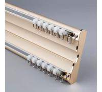 Ceiling Curtain Track Aluminum Double Rail System for Room Divider 1M Length Gold Finish Ideal for Curtains Easy Installation and Stylish Design