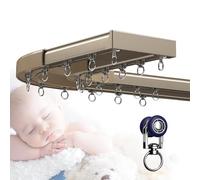 Ceiling Curtain Track Bay Window Curtain Rail System 1-6m, Double Row Rod Wall Mounted, For Home Hotel Office Living Room Bedroom Shower Stall, Room Divider With 90 Degree Bends(Metallic,2m)