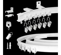 Ceiling Curtain Track, Curtain Track Ceiling Wall Mount - Two Ways To Install, 5 Meters/ 16.4 Ft Curtain Track Room Divider Flexible Sliding Curved Rv Curtain Track System Track Hooks for Bay Window