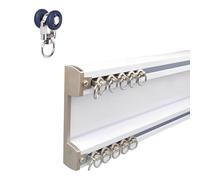 Ceiling Curtain Track - Double Rail Sliding System with Mute Rollers for Curtains, Drapes, and Room Dividers - Ceiling Mounted - Easy Installation