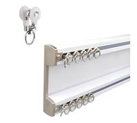 Ceiling Curtain Track - Double Rail Sliding System with Mute Rollers for Curtains, Drapes, and Room Dividers - Ceiling Mounted - Easy Installation