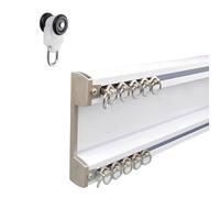 Ceiling Curtain Track - Double Rail Sliding System with Mute Rollers for Curtains, Drapes, and Room Dividers - Ceiling Mounted - Easy Installation