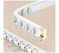 Ceiling Curtain Track-Flexible Bay Window Curtain Track Adjustable Aluminum Rail Curved Ceiling & Wall Mount Sliding System,（White,1.60m/5.24FT(2 * 0.8m)）