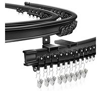 Ceiling Curtain Track for Bay Window, 5M/16.4FT Flexible Bendable Curtain Rail Track Ceiling Wall Mounted, Plastic Ceiling Track System for Shower Room Divider RV, Black Curtains Tracks and Fittings