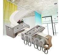 Ceiling Curtain Track for Home Office, Bendable Room Divider Rail with Ceiling and Wall Bracket, Privacy Solution for Bay Window and Decorative Curtains