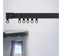 Ceiling Curtain Track,No-Drill Adhesive Curtain Track Set 0.3m-6.0m, Silent Black Curtain Rod for Windows, Doors & Shower, Easy Installation, 300cm/9.8ft (2 x 150cm) - Perfect for Home Déco