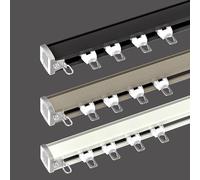 Ceiling Curtain Track Rail 70600cm (2.319.6ft) Smooth Sliding Wall Rails for Privacy in Bedrooms Offices HospitalsBlack 260cm (2 x 130cm) Set