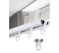Ceiling Curtain Track Recessed, Hidden Curtain Track Ceiling Mount, Ultra-Thin Ceiling Pre-Built Mount Room Divider Curtain Rail Does Not Affect Open Window(White four wheels,2.6m/8.53ft)