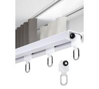 Ceiling Curtain Track Recessed, Hidden Curtain Track Ceiling Mount, Ultra-Thin Ceiling Pre-Built Mount Room Divider Curtain Rail Does Not Affect Open Window(White two wheels,2.8m/9.18ft)