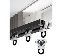 Ceiling Curtain Track Recessed, Hidden Curtain Track Ceiling Mount, Ultra-Thin Ceiling Pre-Built Mount Room Divider Curtain Rail Does Not Affect Open Window(Black four wheels,2.2m/7.21ft)