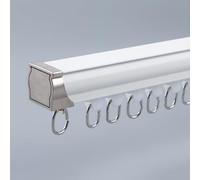 Ceiling Curtain Track System, Aluminum Curtain Rail for Wall or Ceiling Mount, Room Divider Curtains, Adjustable 1-6m, White Finish, 3.2m Length (2x1.1m + 1m)