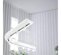Ceiling Curtain Track with 90-Degree Corner Fitting, Silent Curtain Rail Track for Bay Window, Heavy Duty Aluminum Drapery Rails System(3ft/91.4cm)