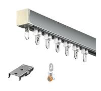 Ceiling Curtain Track with Silent Rollers，Blocks Light， Easy to Install， Easy to Install Room Divider, Shower Curtain, Parallel Bay Window, RV(Mystic Silver,1.7m(5.6ft))