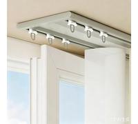 Ceiling Double Curtain Track Rail Aluminium Heavy Duty Room Partition Slim Overhead Rail System with Quiet Sliding Wheels for Dressing Room Office Wardrobe 1m-5m(Champagne,3.2M/10.5FT)