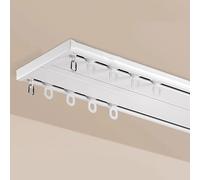 Ceiling Double Curtain Track Set Ceiling Mounting Ultra-thin design Room Divider Aluminum Curtain Track Easy Install for Living Room Bedroom Hospital(White,0.9m/3ft)