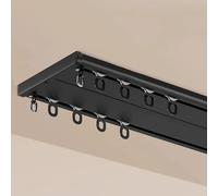 Ceiling Double Curtain Track Set Ceiling Mounting Ultra-thin design Room Divider Aluminum Curtain Track Easy Install for Living Room Bedroom Hospital(Black,0.9m/3ft)