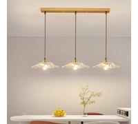 Ceiling Downlight 3 Light Clear Lotus Flower Petal Kitchen Island Cluster Glass Hanging Light Nordic Modern Adjustable Lamp Dining Room Ceiling Chandelier for Bar Cafe Farmhouse Fo
