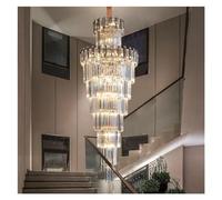ceiling Duplex Large Chandelier Style Light Luxury Crystal Villa Living Room Hollow Hall Rotating Staircase Chandelier,Pendant Light
