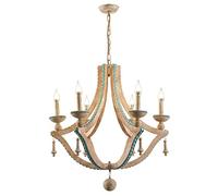 ceiling E14 American Country Art Chandelier,Living Dining Room Clothing Decorative Lig,Mediterranean Retro Wood Chandelier,French Candle Lig-Retro White 6, Vintage Chandeliers