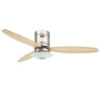 Ceiling Fan Aero Satin Nickel 52 inch with Light and Remote Control Blade Colour Maple
