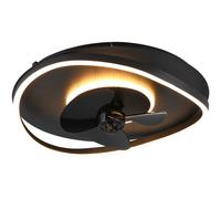 Ceiling Fan Black Sortland LED Matt Frosted White 500mm Trio R67393132