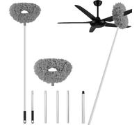 Ceiling Fan Cleaner Duster High Ceiling Fan Cleaner Extended Fan Blade Cleaner Reusable Microfiber Ceiling Fan Blade Cleaner Adjusts 13 to 67 Inch for Cleaning Walls Cobweb Door Window Top （Gray）