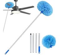 Ceiling Fan Cleaner Duster With Extension Pole Feather Duster Extendable 55 Inch Extendable Duster With Detachable Round Circle Head To Clean Bookshelves Wall Corner Removes Dust & Cobwebs