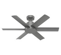 HUNTER FAN Ceiling Fan Kennicott 112 cm Indoor and Outdoor, and Wall control, Matte Silver, 6 Blades Matte Silver and Matte Silver Ideal for Summer or Winter, Model 50936
