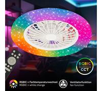 Ceiling Fan Light LED 48W RGBIC Dimmable Remote Timer 5 Speeds Star Cover White