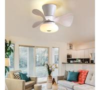 Ceiling Fan Light Led Dimmable Quiet Ceiling Fans with Lights and Remote 6 Speed Reversible Modern Fan Light with Timing Flush Mount Fan Ceiling Lights for Living Room Bedroom Kids Room-White