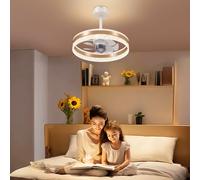 HOMCOM Ceiling Fan with Light and Remote, 50 cm LED Mount Ceiling Fan Light with 3 Colour, 6 Speed, Timer, Adjustable Brightness, Quiet Reversible DC Motor, for Bedroom, Living Room, Gold Tone