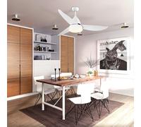 HOMCOM Reversible Ceiling Fan with Light, 3 Blades Indoor Modern Mount White LED Lighting Fan with Remote Controller, for Bedroom, Living Room, White