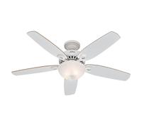 HUNTER FAN Builder Deluxe, 132 cm, Indoor Ceiling Fan with light and Pull chain, Snow White Finish, 5 Reversible Blades in Snow White, Ideal for Summer or Winter, Model 50570